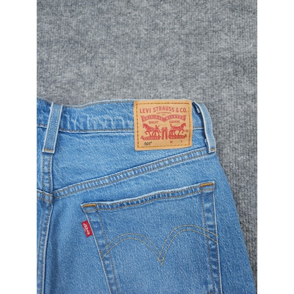 Levi's Cut Off 501 Jean Shorts Jorts Women's 29 Blue Denim Cotton Blend Stretch - Picture 5 of 11